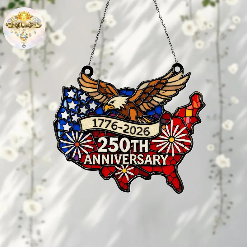USA Patriotic American Eagle Bird Acrylic Suncatcher Window Decor