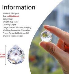 24pcs Clear Crystal Ball Prism Suncatcher Rainbow Pendants Maker, Hanging Cry…