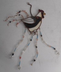 Stained Glass Chicken/Rooster Multi-color Hanging Suncatcher with beads for tail