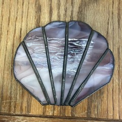Set Of 3 Vintage Stained Glass Leaded Sun Catchers Mixed Natural Patina 1970’s