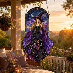 Witch Acrylic Suncatcher, Celestial Window Hanging, Witchy Gift for Her, Moon