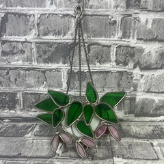 New England Rustics Stained Glass Basket Planter With Ladybugs Suncatcher
