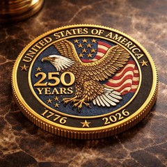 Patriotic Freedom Years 3D Print Coin