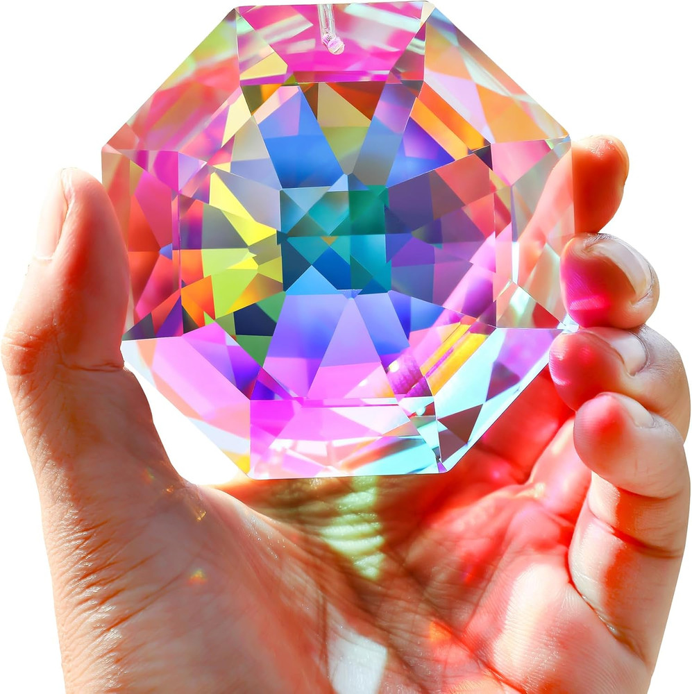 3Inch Rainbow Sun Catcher Crystals for Windows AB Colored Large Crystal Octagona
