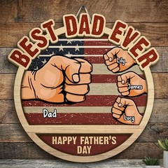 Best Dad Ever Personalized Wooden Sign with Rope Father’s Day Gift
