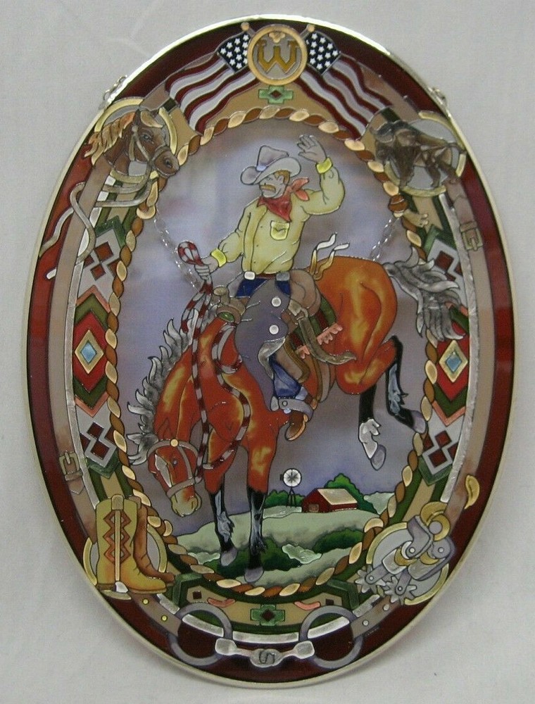 Amia Real Rodeo Ride 42212 Large Oval Suncatcher , 6-1/2-Inch W by 9-Inch L,