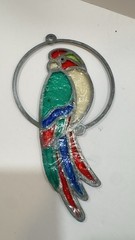Vintage Faux Stained Glass Parrot Suncatcher