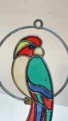 Vintage Faux Stained Glass Parrot Suncatcher