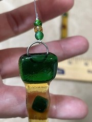 6 fused art glass Stick suncatchers Yellow Green Orange Handmade Ornaments Decor