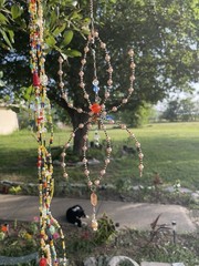 Glass, Pearl Crystal Spider Suncatcher Hanging Garden,Window Decor Ivory