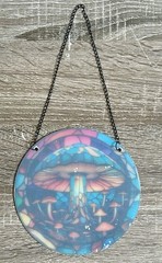 Mushrooms Suncatcher Colorful Double Sided Round Acrylic Window Decor