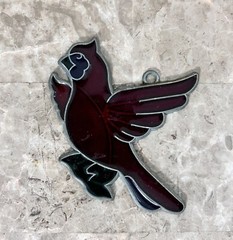 Vintage Stained Glass and Metal Bird Suncatchers RED GREEN WHITE Nature