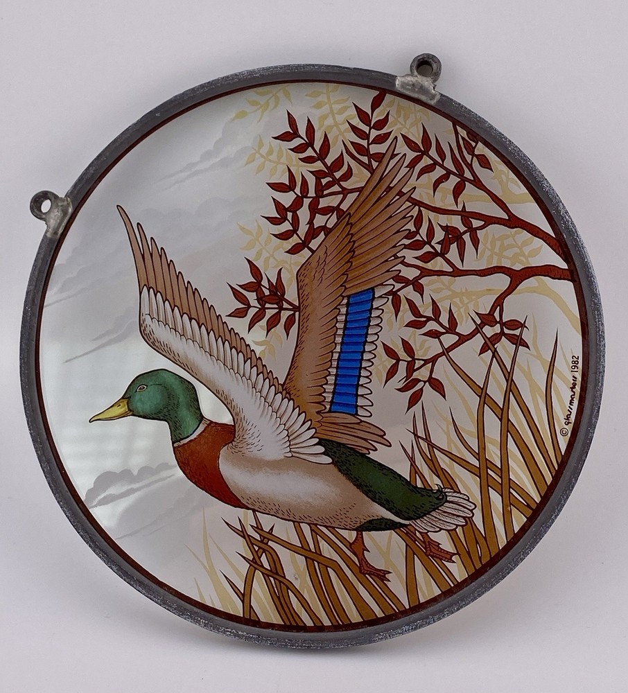 VTG 1982 Glassmasters MALLARD DUCK TAKING FLIGHT Suncatcher, See**