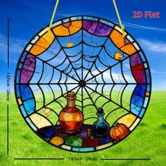 Halloween Spider Web Potion Pumpkin Acrylic Suncatcher Holiday Window Decoration