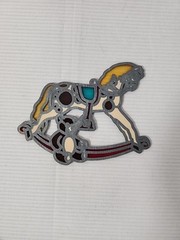 Vtg Rocking Horse & Teddy Bear Hanging Sun Catcher Resin Stained Glass