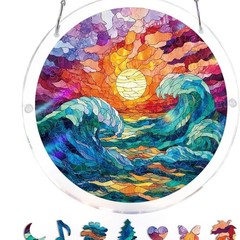 Acrylic Jigsaw Puzzle Suncatcher Multi-Coloured Hanging Decor Indoor/Outdoor