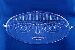 Clear Textured Glass FACE SUNCATCHER Window Hanging Scandinavian, 1960s Era