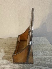 Stained Glass Metal Santa Face Christmas Box Planter Card Holder Candle Vtg