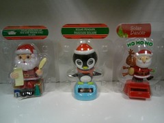 Solar Power Dancing Santa Penguin Holiday Sun Bobblehead Desk Window Lot Set