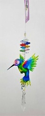 Rainbow Hummingbird Suncatcher – Handmade Gift – Hanging Car Mirror Crystals