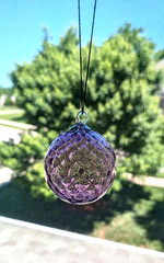 Deep Purple Handblown Glass Art 4 inch Gazing Ball Suncatcher Hanging Decoration