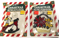 Vintage Pewter Frame Sun Catcher Christmas Set Of 5 NOC