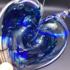 Large Blue Glass Heart Suncatcher Ornament (Holder Not Included)