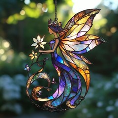 Flower Fairy Acrylic Suncatcher Stained Glass Effect Window 4, As-evg-b486