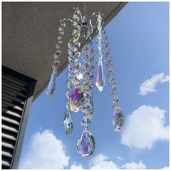 Chandelier Wind Chimes AB Coating Crystal Prisms Hanging Suncatcher Pendant H…