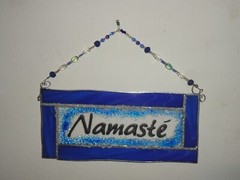 Yoga Window Hanging Suncatcher, Namaste-Stained Glass