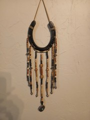 Handmade Metal Horseshoe Beaded Suncatcher Bohemian artsy #002