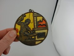 Vintage Stained Glass Sun Catcher Ornament Blacksmith Lot 25-30-G-G