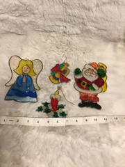 Vintage Christmas Sun Catchers Ornaments Set Of 4