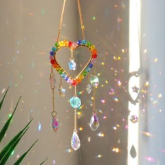 Colorful Crystal Sun Catcher with Chain Hanging Decorations for Window Home