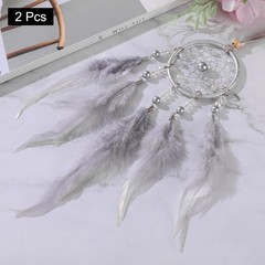 2pcs Dream Catchers with Crystal Beads Wall Decor Purple Grey