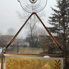 Vintage Sunflower Window Hanging Sun Catcher Art Wall Hanging Butterflies 7”