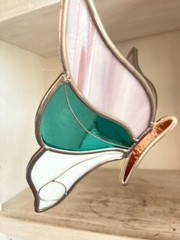 Lg 9.75″ x 6.50″ Stained Glass Butterfly SunCatcher Window Decoration Multicolor