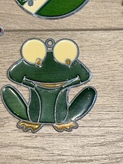 Vintage Sun Catchers Stained Glass Acrylic and Metal Frog Birds Lot Of 4