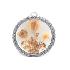 Vintage Dried Flower Glass Suncatcher Pressed Wall Art Small Round REAL Flowers