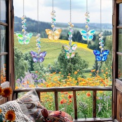 LUMITI 6pcs Crystal Butterfly Suncatchers Hanging Ornaments, Rainbow Maker Su…