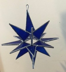 5″ Stained Glass Blue 3D 18 Point Star Suncatcher – Made in the USA CCI