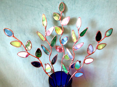 Stained Glass Garden Stakes Vase Stems Suncatchers (x5 Rock Rose Tones)