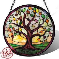 QZQCBLC Stained Glass Tree of Life 11.8″ Rainbow