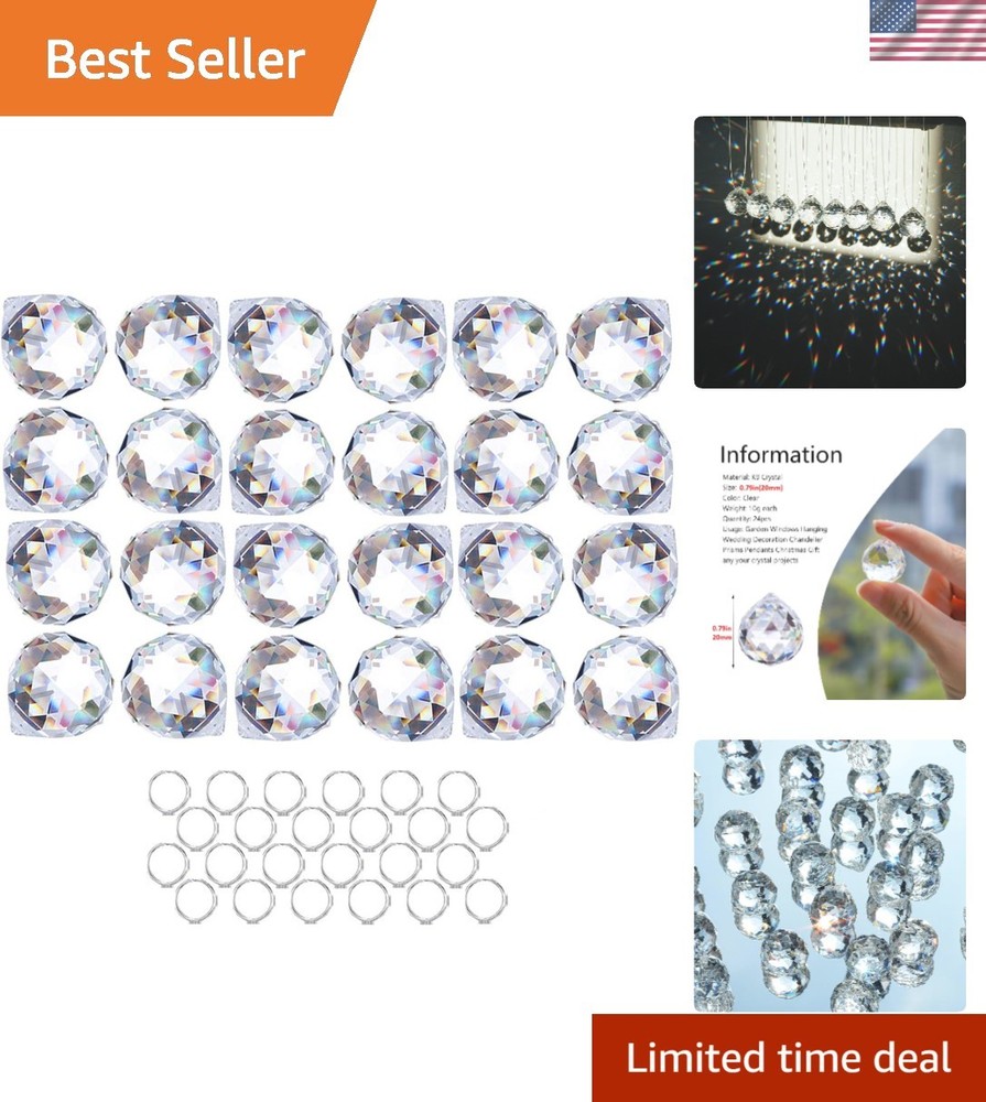 Handmade 24pcs Crystal Ball Prisms – Exquisite Suncatcher Decor (20mm)
