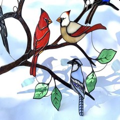 Birds on Branch Acrylic Window Panel Rainbow Home Decors