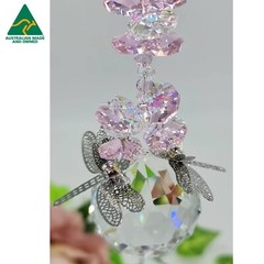 Pink Dragonfly Filigree Crystal Suncatcher gift for mum her, hanging suncatchers