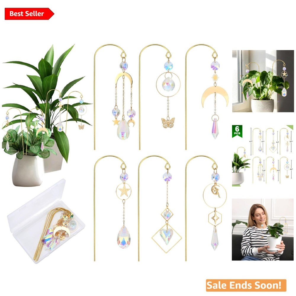 Crystal Sun Catchers for Garden and Indoor Decor Gold 6 Pack