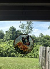 Vibrant Lightweight Acrylic Butterfly with Flowers Suncatcher