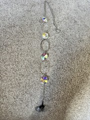Silver Metal & Crystal Hanging Suncatcher Chain w/ Clear Prism & Shell Charm