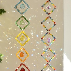 7 Chakra Crystal Light Catcher – Handwoven Sun Catcher with Geometric Metal F…